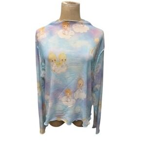 Forever 21 Plus Precious Moments Angel Mesh Long Sleeve Top SEE THROUGH Fairy